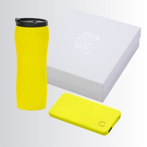 Coffret avec mug isotherme 450 ml et powerbank 4000 mAh personnalisable