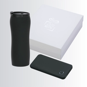 Coffret avec mug isotherme 450 ml et powerbank 4000 mAh personnalisable