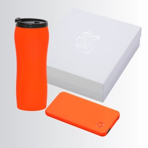 Coffret avec mug isotherme 450 ml et powerbank 4000 mAh personnalisable