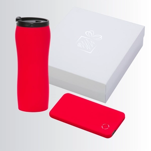 Coffret avec mug isotherme 450 ml et powerbank 4000 mAh personnalisable