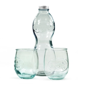 Coffret bouteille et 2 verres COMBIGLOU, en verre recyclé personnalisable