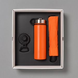 Coffret personnalisable avec mug isotherme 650 ml et parapluie automatique personnalisable