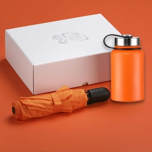 Coffret personnalisable avec thermos repas 600 ml et parapluie automatique personnalisable