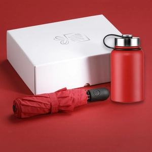 Coffret personnalisable avec thermos repas 600 ml et parapluie automatique personnalisable