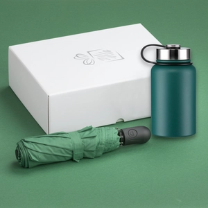 Coffret personnalisable avec thermos repas 600 ml et parapluie automatique personnalisable