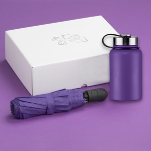 Coffret personnalisable avec thermos repas 600 ml et parapluie automatique personnalisable