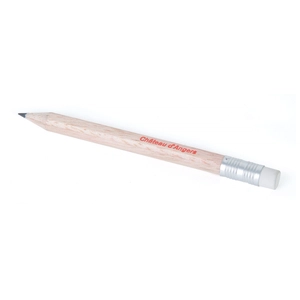 Crayon 8,7cm, sans vernis, rond tête gomme personnalisable