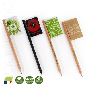 Crayon de bois avec sachet de graines en drapeau personnalisable