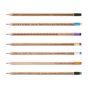 Crayon prestige avec gravure, sans vernis, rond tête gomme personnalisable