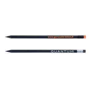 Crayon prestige black 17,6cm, vernis noir, rond tête gomme personnalisable