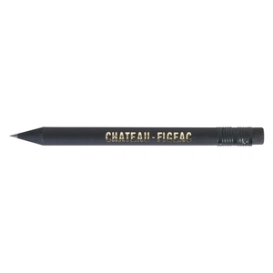 Crayon prestige black 8,7cm, vernis noir, rond tête gomme personnalisable