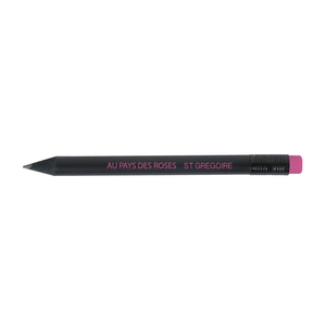 Crayon prestige black 8,7cm, vernis noir, rond tête gomme personnalisable