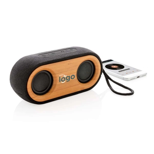 Double enceinte Bluetooth 4.2, 2 x 5W en bambou personnalisable