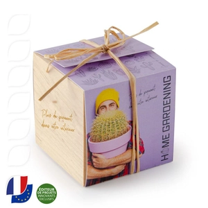 Ecocube en bois MADE IN France -  avec sachet de graines personnalisable