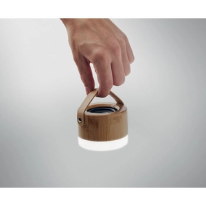 Enceinte bluetooth 5.0 en bambou avec lumière d'ambiance et sangle de transport personnalisable