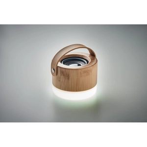 Enceinte bluetooth 5.0 en bambou avec lumière d'ambiance et sangle de transport personnalisable