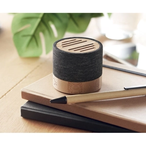 Enceinte bluetooth 5.0 en PET recyclé et bambou personnalisable