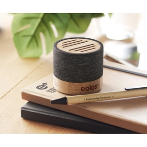 Enceinte bluetooth 5.0 en PET recyclé et bambou personnalisable