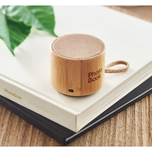 Enceinte bluetooth 5.1 en bambou avec témoin LED - Autonomie 3h personnalisable