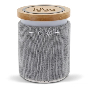 Enceinte bluetooth avec bambou et tissu - avec chargeur induction personnalisable