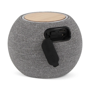 Enceinte bluetooth avec chargeur sans fil 15W - bambou et RPET personnalisable