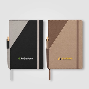 Ensemble carnet rechargeable en PU recyclé bicolore avec stylo – A5