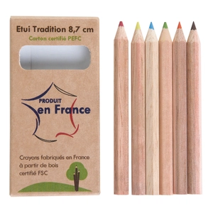 Étui de 6 crayons 8,7cm, sans vernis personnalisable