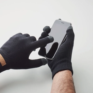 Gants tactiles pour smartphone en PET recyclé - étiquette en liège personnalisable