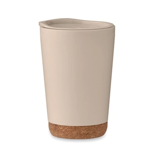 Gobelet à double paroi en PP avec base en liège 300 ml personnalisable