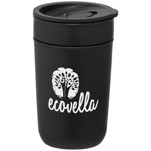 Gobelet en céramique de 350 ml avec extérieur et couvercle en plastique recyclé personnalisable