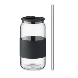 Gobelet en verre borosilicate de haute qualité avec paille 550 ml personnalisable