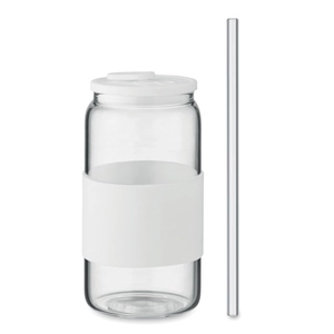 Gobelet en verre borosilicate de haute qualité avec paille 550 ml personnalisable