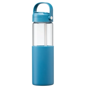 Gourde en verre avec manchon silicone et paille – 590 ml personnalisable