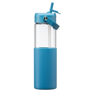 Gourde en verre avec manchon silicone et paille – 590 ml personnalisable