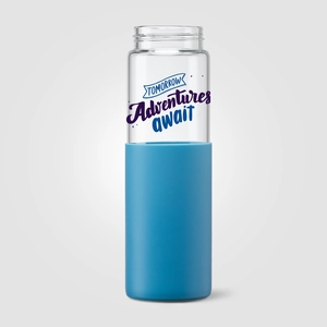 Gourde en verre avec manchon silicone et paille – 590 ml personnalisable