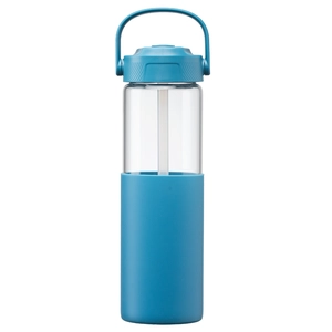 Gourde en verre avec manchon silicone et paille – 590 ml personnalisable