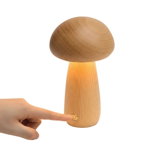 Lampe de table LED en bois forme champignon personnalisable