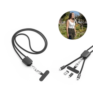 Lanière avec support pour smartphone inclus, câble USB-C et divers adaptateurs en ABS recyclé et TPE recyclé personnalisable
