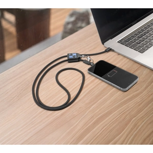 Lanière avec support pour smartphone inclus, câble USB-C et divers adaptateurs en ABS recyclé et TPE recyclé personnalisable