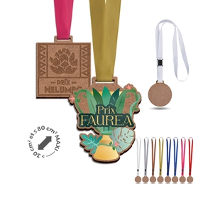 Médaille en MDF avec cordon satin made in france - découpe à la forme personnalisable