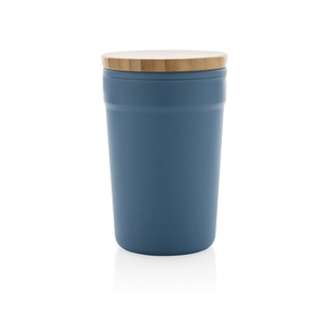 Mug 300 ml en PP recyclé certifié GRS - couvercle en bambou personnalisable