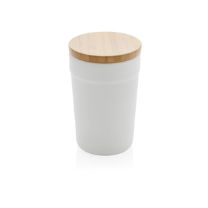 Mug 300 ml en PP recyclé certifié GRS - couvercle en bambou personnalisable