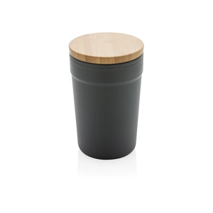 Mug 300 ml en PP recyclé certifié GRS - couvercle en bambou personnalisable