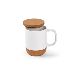 Mug en céramique 430 ml avec couvercle et dessous en liège personnalisable