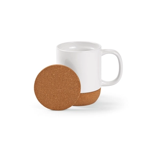 Mug en céramique 430 ml avec couvercle et dessous en liège personnalisable