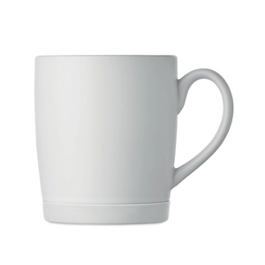 Mug en céramique avec finition blanche mate et base en silicone personnalisable
