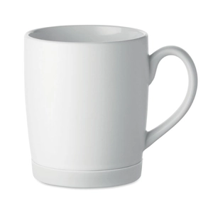 Mug en céramique avec finition blanche mate et base en silicone personnalisable