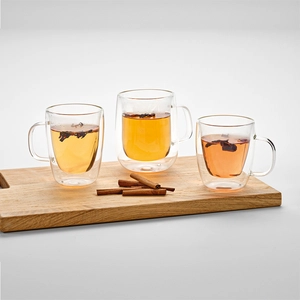 Mug en verre borosilicate 250 ml double paroi avec anse personnalisable