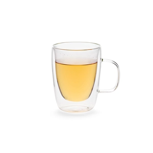 Mug en verre borosilicate 300 ml double paroi avec anse personnalisable