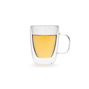 Mug en verre borosilicate 300 ml double paroi avec anse personnalisable